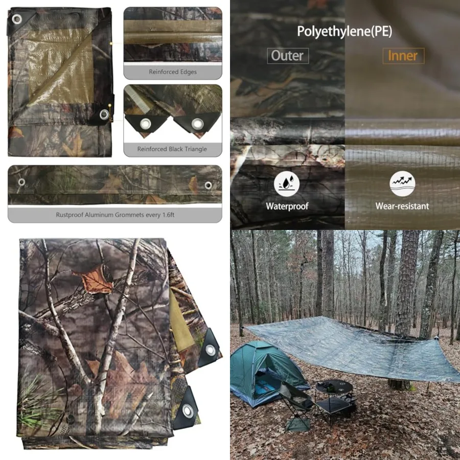 Heavy Duty 9 Mil Tarp Cover Waterproof UV Resistant Tarpaulin Used for Outdoor, Hunting, Camping, Backpacking, Canopy Tent, Gro
Heavy Duty 9 Mil Tarp Cover Waterproof UV Resistant Tarpaulin Used for Outdoor, Hunting, Camping, Backpacking, Canopy Tent, Gro