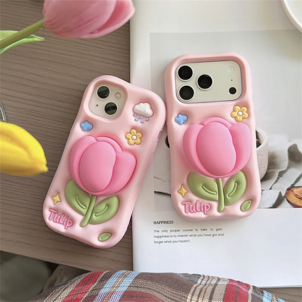 Cottagecore 3D Tulip Bracket Holder Phone Case for 17 Pro Max Flower Pop Grip Soft Silicone Protective Cover for iPhone 16 15 14
Cottagecore 3D Tulip Bracket Holder Phone Case for 17 Pro Max Flower Pop Grip Soft Silicone Protective Cover for iPhone 16 15 14