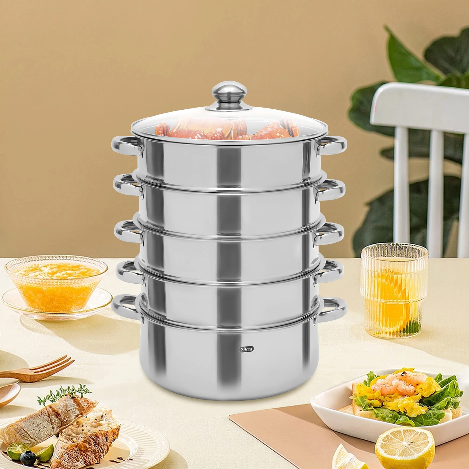 5-Tier Steel Steamer, Even Heating, Nutrient-Retaining, Anti-Rust, Steams Poultry, Veggies, Home Kitchens
5-Tier Steel Steamer, Even Heating, Nutrient-Retaining, Anti-Rust, Steams Poultry, Veggies, Home Kitchens