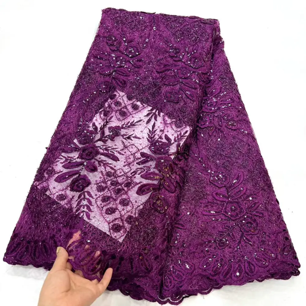 NHDN02 Purple!Wholesale African net lace fabric with sequins,good looking embroidered cord lace fabric for party & wedding dress
NHDN02 Purple!Wholesale African net lace fabric with sequins,good looking embroidered cord lace fabric for party & wedding dress