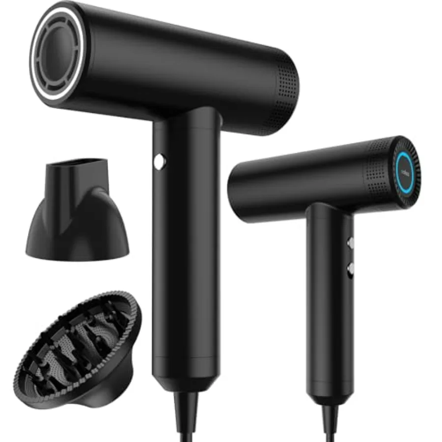 Professional High Speed Ionic Hair Dryer for Household Travel Metal Body Black Ultra-Fast Drying, Low Noise, 110000 RPM, Magnet
Professional High Speed Ionic Hair Dryer for Household Travel Metal Body Black Ultra-Fast Drying, Low Noise, 110000 RPM, Magnet