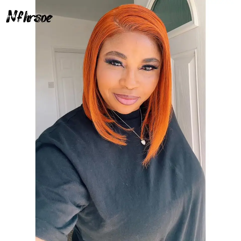 Colored Ginger Orange Straight Short Bob Transparent Lace Frontal Wig Brazilian Human Hair Wig 200 Density For Women Pre Plucked
Colored Ginger Orange Straight Short Bob Transparent Lace Frontal Wig Brazilian Human Hair Wig 200 Density For Women Pre Plucked