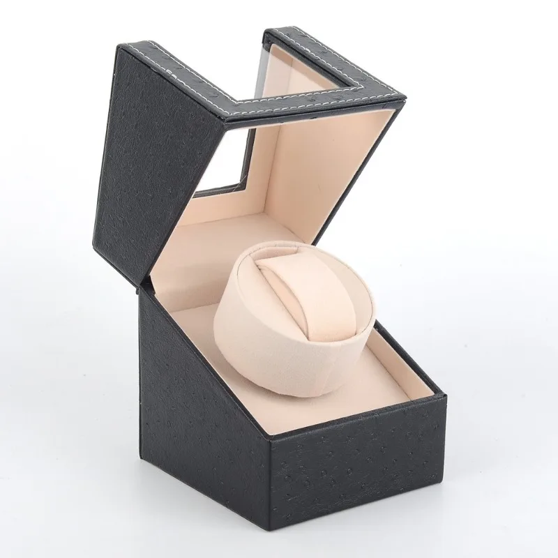 Mechanical watch box black 1-position ostrich pattern inner beige fleece motor box automatic watch shaker window opening
Mechanical watch box black 1-position ostrich pattern inner beige fleece motor box automatic watch shaker window opening