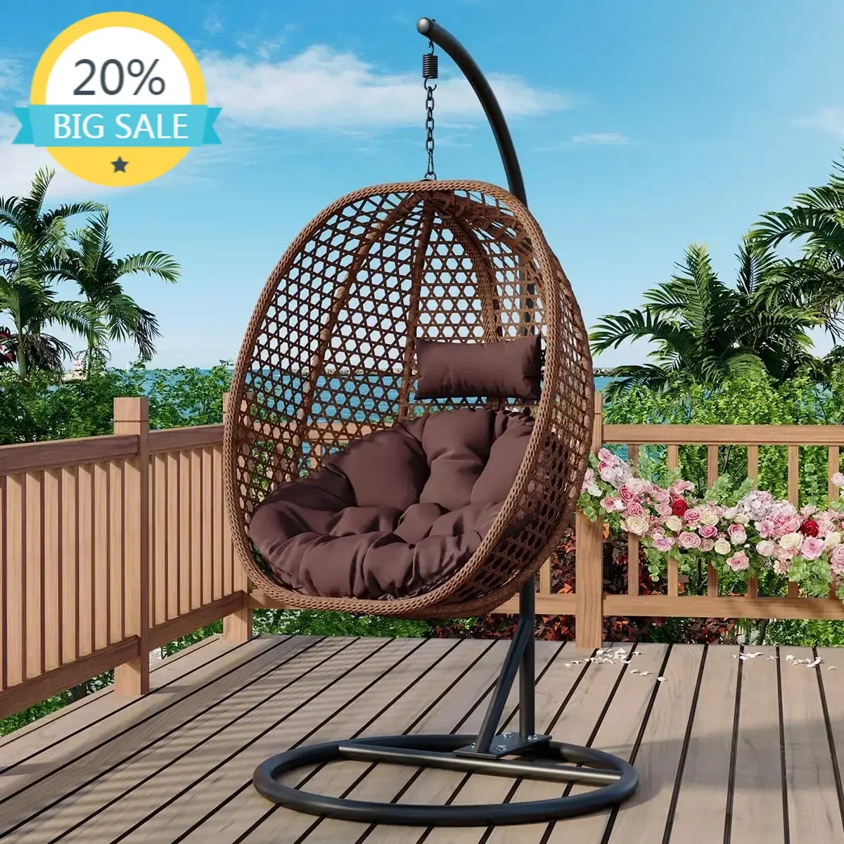 Egg Swing Chair with Stand,Hanging Egg Chair Indoor Outdoor,Hammock Hanging , Removable Cushions for Patio Balcony ,Bedrooms
Egg Swing Chair with Stand,Hanging Egg Chair Indoor Outdoor,Hammock Hanging , Removable Cushions for Patio Balcony ,Bedrooms