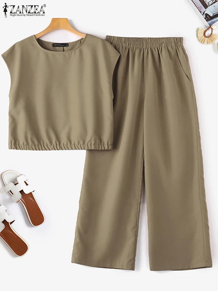 ZANZEA 2025 Summer Trousers Suits Two Piece Sets Womens Outifits Elegant Short Sleeve Tops Pants Sets Fashion Solid Tracksuits
ZANZEA 2025 Summer Trousers Suits Two Piece Sets Womens Outifits Elegant Short Sleeve Tops Pants Sets Fashion Solid Tracksuits