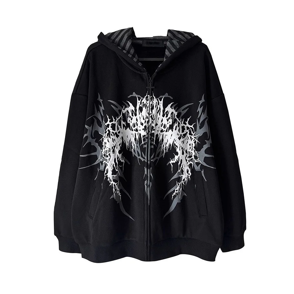 Y2K Retro Dark Gothic Printed Zipper Hoodie Zipper hooded jacket Punk Hip Hop Loose Fashion Streetwear Subculture Punk Harajuku
Y2K Retro Dark Gothic Printed Zipper Hoodie Zipper hooded jacket Punk Hip Hop Loose Fashion Streetwear Subculture Punk Harajuku