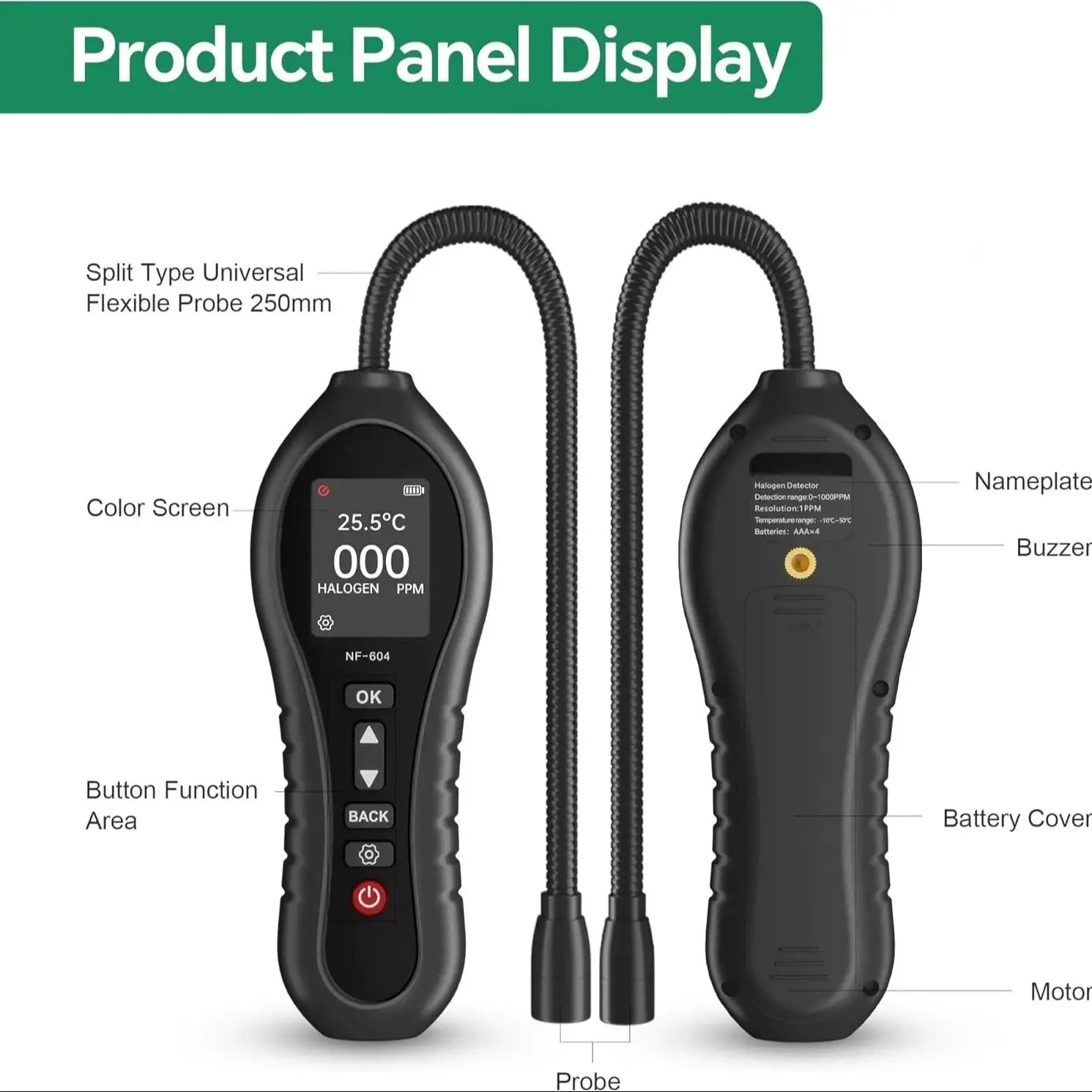 Handheld halogen detector tests various halogen gases and refrigerants (R22, R134a, R410a, etc.) such as CFCs, HCFCs, and HFCs.
Handheld halogen detector tests various halogen gases and refrigerants (R22, R134a, R410a, etc.) such as CFCs, HCFCs, and HFCs.