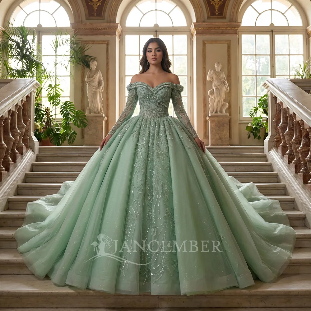 Customized Shiny Quinceanera Dresses Off the Shoulder Sequin Crystal Organza Floor-Length Long tail Vestido 15 Quinceanera
Customized Shiny Quinceanera Dresses Off the Shoulder Sequin Crystal Organza Floor-Length Long tail Vestido 15 Quinceanera