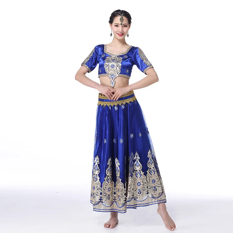 Women Belly Dance Outfits Indian Dance Embroidered Bollywood Costume Set Long Skirt Top Belt Sari 3pcs Festival Performance
Women Belly Dance Outfits Indian Dance Embroidered Bollywood Costume Set Long Skirt Top Belt Sari 3pcs Festival Performance