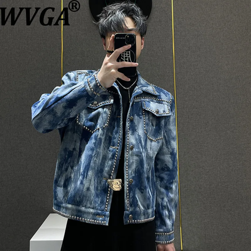 WVGA Spring Autumn New Men's Tide Turn-down Collar Padded Shoulder Rivet Design Short Denim Jacket Fashion Fit Niche Coat W13218
WVGA Spring Autumn New Men's Tide Turn-down Collar Padded Shoulder Rivet Design Short Denim Jacket Fashion Fit Niche Coat W13218