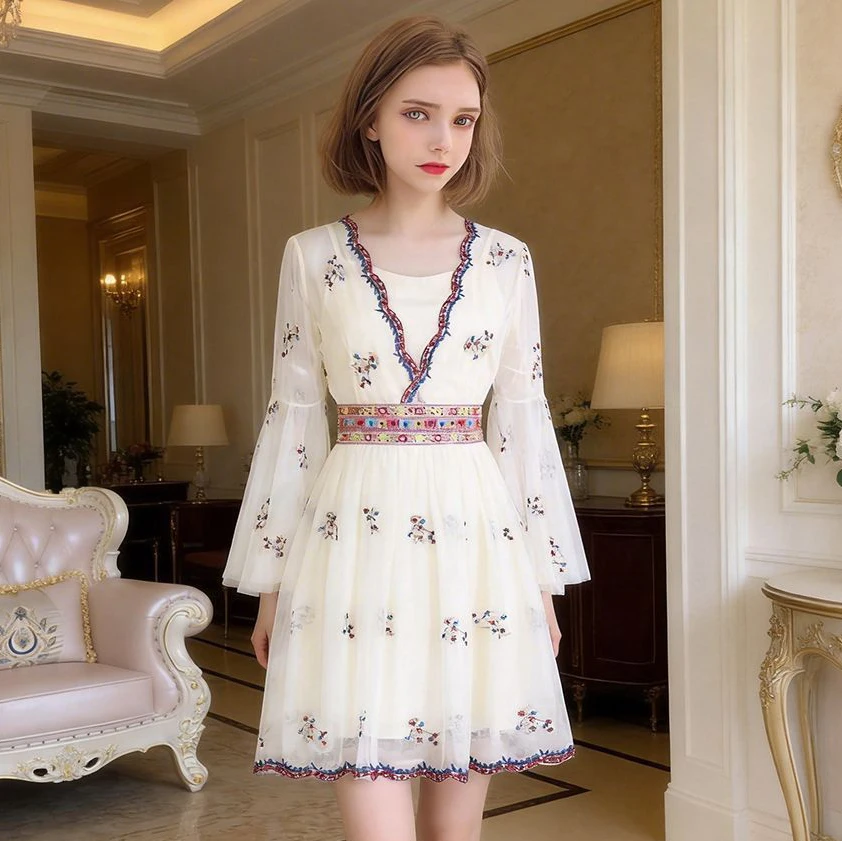 Women Dress Floral Chiffon Summer 2026 New Casual Embroidered Dress
Women Dress Floral Chiffon Summer 2026 New Casual Embroidered Dress