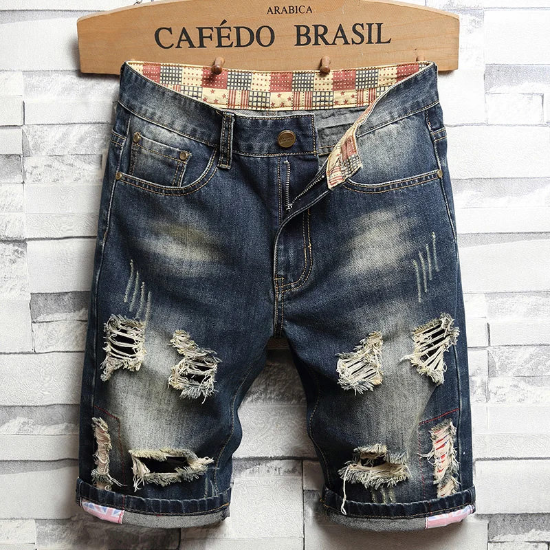 2023 Summer New Men's Ripped Short Jeans Streetwear Big Hole Fashion Vintage Blue Slim Denim Shorts Brand Clothes
2023 Summer New Men's Ripped Short Jeans Streetwear Big Hole Fashion Vintage Blue Slim Denim Shorts Brand Clothes