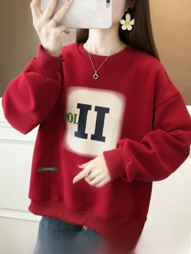 Loose Long Sleeve round Neck Hoodie Women's Spring Autumn Letter Print Comfortable Fleece Korean Style Casual Streetwear
Loose Long Sleeve round Neck Hoodie Women's Spring Autumn Letter Print Comfortable Fleece Korean Style Casual Streetwear