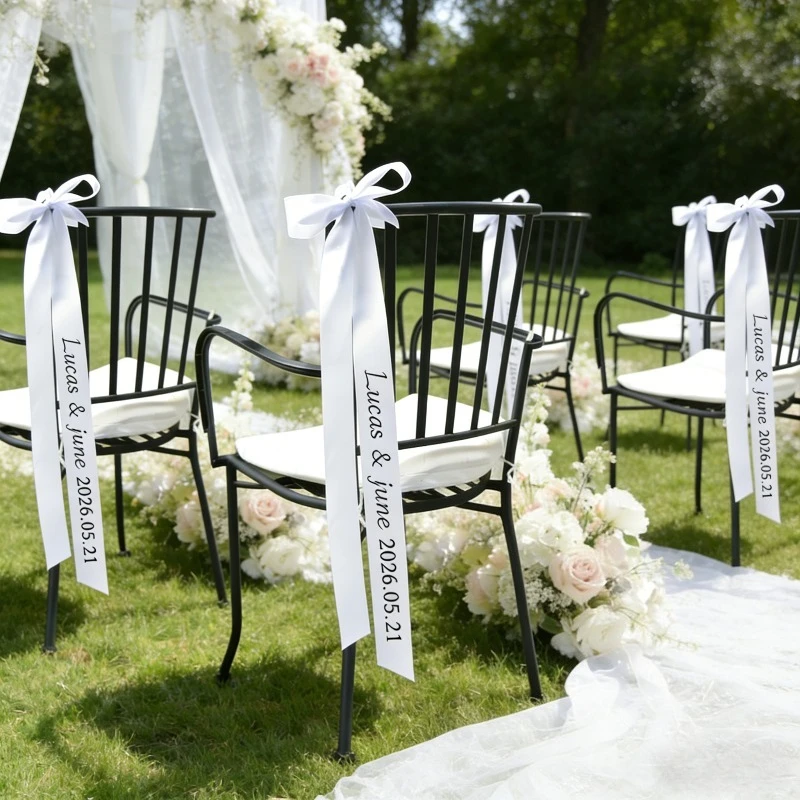 Custom 30PCS Name Logo Chair Ribbon Elegant Wedding Decorations Fabric Sign Dinner and Cocktail Party Accessory Holiday Supplies
Custom 30PCS Name Logo Chair Ribbon Elegant Wedding Decorations Fabric Sign Dinner and Cocktail Party Accessory Holiday Supplies