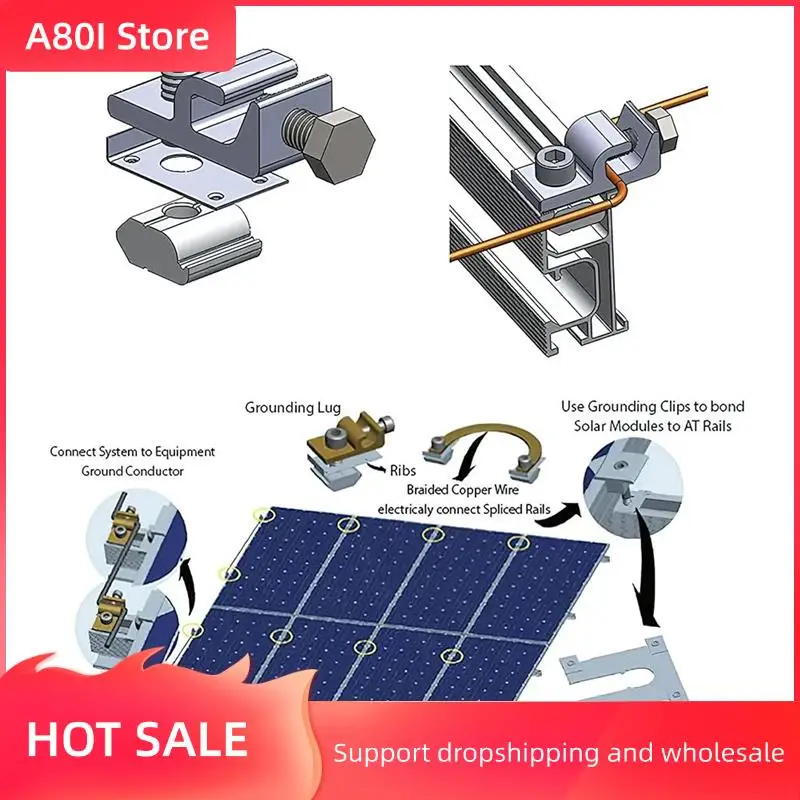 A80I Solar Panel Grounding Clips, Solar Panel Ground Lug Standard, Solar Panel Mounting Brackets, Grounding Eyelets,Pack Of 6
A80I Solar Panel Grounding Clips, Solar Panel Ground Lug Standard, Solar Panel Mounting Brackets, Grounding Eyelets,Pack Of 6