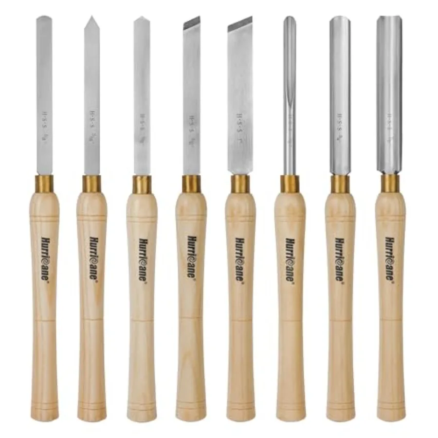 8pc Wood Lathe Chisel Set, M2 HSS Wood Turning Tools with 10" Solid Hardwood Handles, Lathe Tool Kit for Beginners and DIY Hobb
8pc Wood Lathe Chisel Set, M2 HSS Wood Turning Tools with 10" Solid Hardwood Handles, Lathe Tool Kit for Beginners and DIY Hobb