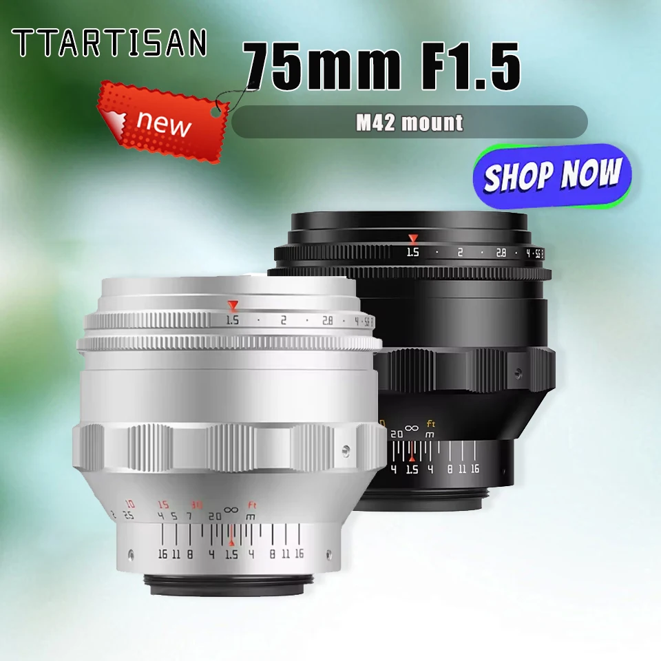 TTArtisan 75mm F1.5 Swirly Bokeh Portrait Lens MF Full Frame Large Aperture Camera Lens M42-mount for Outdoor Shooting
TTArtisan 75mm F1.5 Swirly Bokeh Portrait Lens MF Full Frame Large Aperture Camera Lens M42-mount for Outdoor Shooting