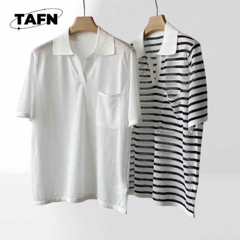 Striped V-neck Pocket Short Sleeve Retro Style T-Shirt | Classic Graphic Tee for Trendy Outfits | Soft Cotton FabricAH0217 
Striped V-neck Pocket Short Sleeve Retro Style T-Shirt | Classic Graphic Tee for Trendy Outfits | Soft Cotton FabricAH0217