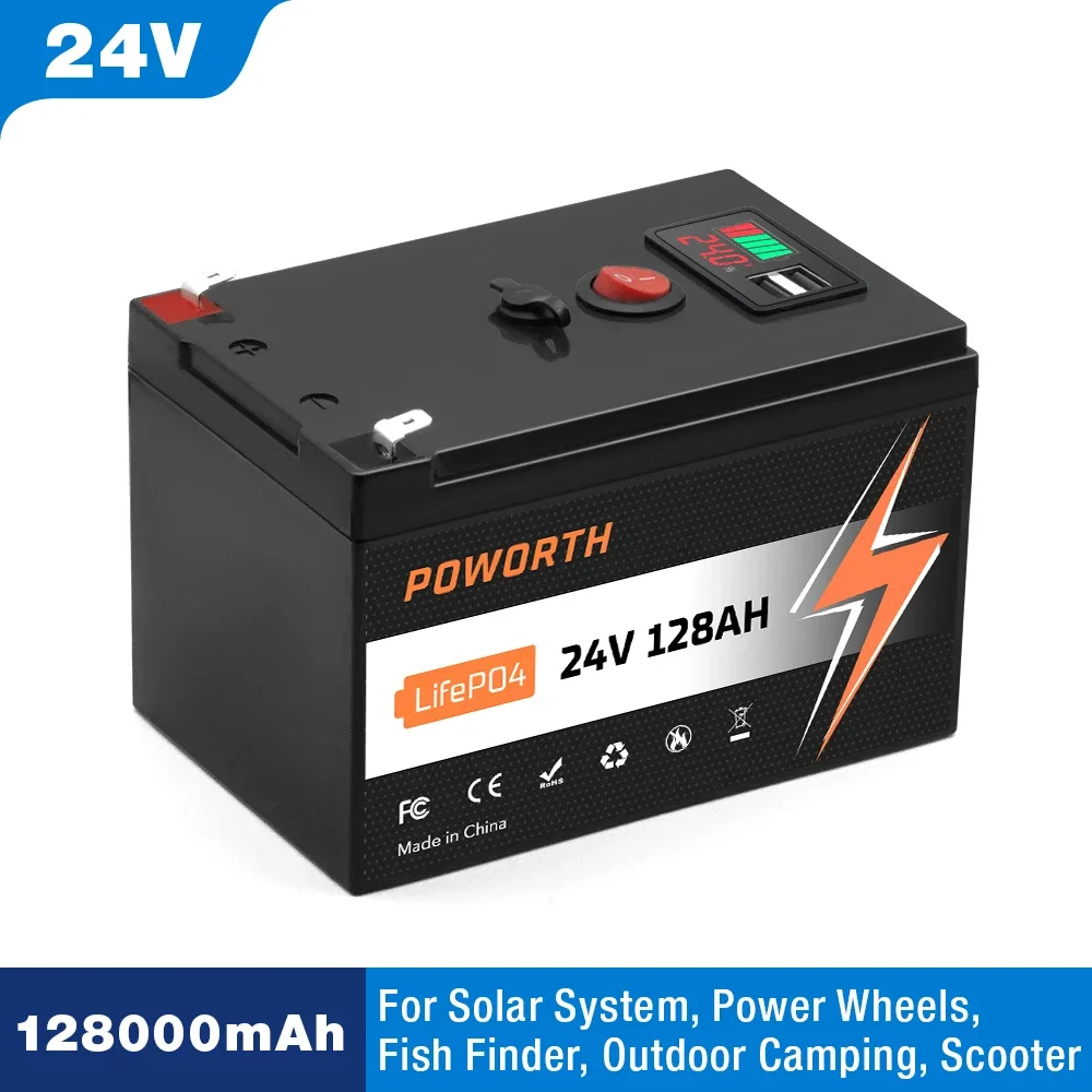 24V 128000mAh LiFePO4 Battery Pack 4000+ Deep Cycles Rechargeable Battery for UPS Scooters Lighting Power Wheels Fish Finder
24V 128000mAh LiFePO4 Battery Pack 4000+ Deep Cycles Rechargeable Battery for UPS Scooters Lighting Power Wheels Fish Finder