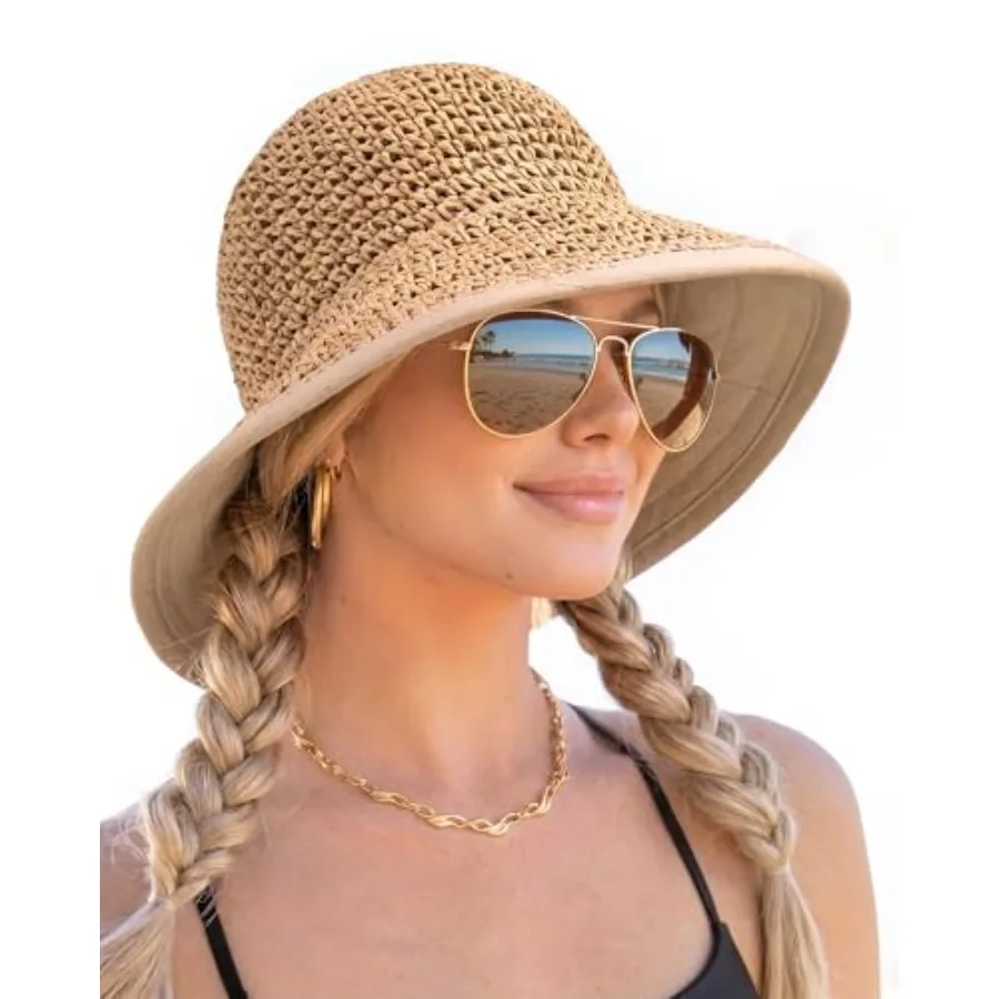FURTALK Summer Straw Beach Sun Hats for Women UPF 50 Floppy Wide Brim Travel Bucket Hat Foldable Packable
FURTALK Summer Straw Beach Sun Hats for Women UPF 50 Floppy Wide Brim Travel Bucket Hat Foldable Packable