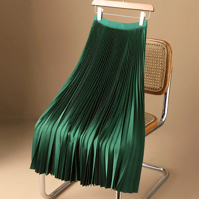 Pure Color High Waist Satin Pleated Skirt plus Size Versatile Skirt Travel Friendly Polyester Fiber Pear Shaped Body Type
Pure Color High Waist Satin Pleated Skirt plus Size Versatile Skirt Travel Friendly Polyester Fiber Pear Shaped Body Type