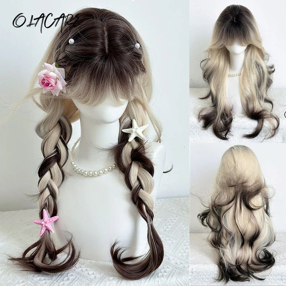 OLACARE Long Wave Brown Blonde Ombre Cosplay Wigs Heat Resistant Synthetic Wigs Bangs Natural Lolita Wigs For Women Halloween
OLACARE Long Wave Brown Blonde Ombre Cosplay Wigs Heat Resistant Synthetic Wigs Bangs Natural Lolita Wigs For Women Halloween