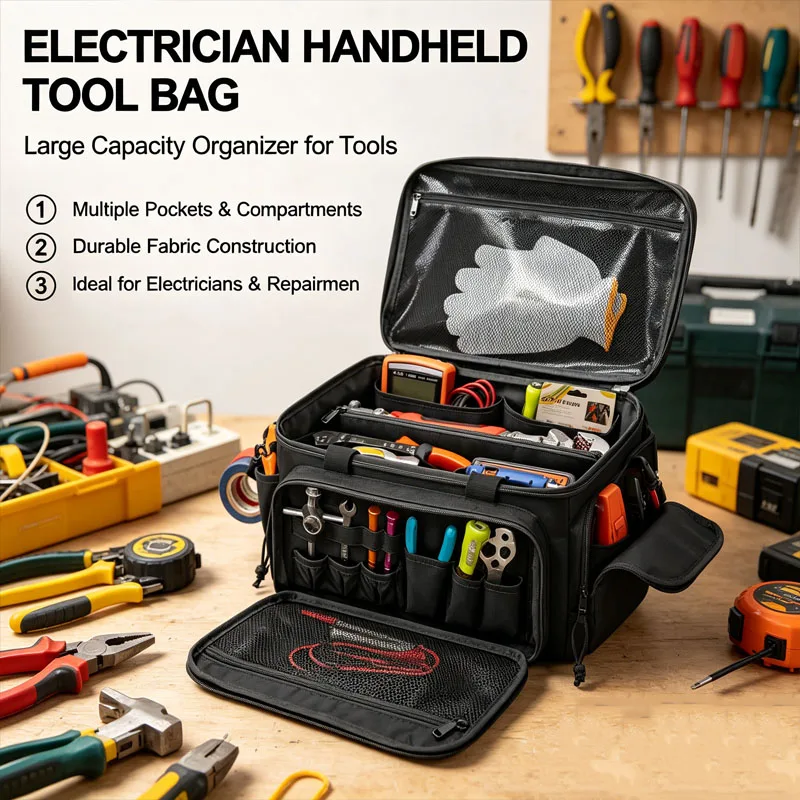 Multi Purpose Tactical Tool Bag Black Heavy Duty Work Tote Anti Friction Hand Tool Storage Bag For Repairman Handyman Carpenter
Multi Purpose Tactical Tool Bag Black Heavy Duty Work Tote Anti Friction Hand Tool Storage Bag For Repairman Handyman Carpenter