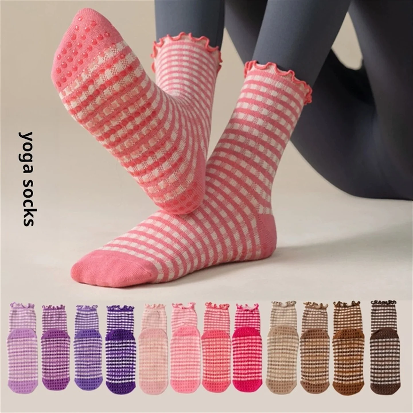Women's Lace Trim Yoga Socks Silicone Non-Slip Sole - 12 Pairs Pack for Pilates, Indoor Exercise, Running, Jump Rope, Trampoline
Women's Lace Trim Yoga Socks Silicone Non-Slip Sole - 12 Pairs Pack for Pilates, Indoor Exercise, Running, Jump Rope, Trampoline