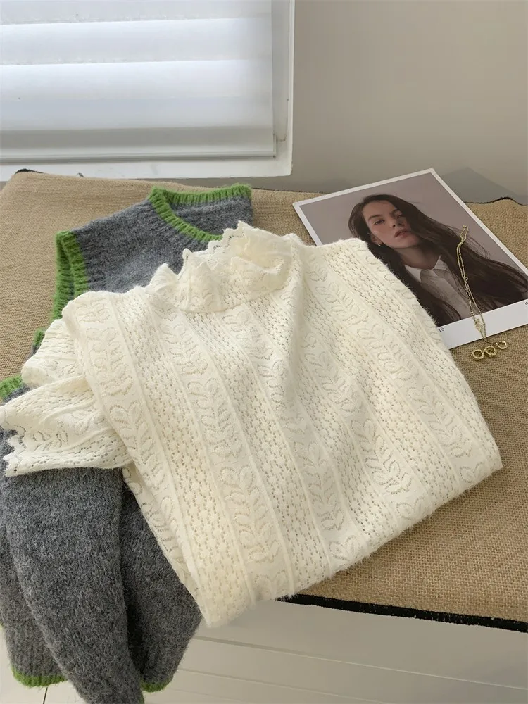 Plush Lace Standing Collar Long Sleeved T-shirt Pullovers Autumn Winter Inner White Shirts All-match Tops
Plush Lace Standing Collar Long Sleeved T-shirt Pullovers Autumn Winter Inner White Shirts All-match Tops