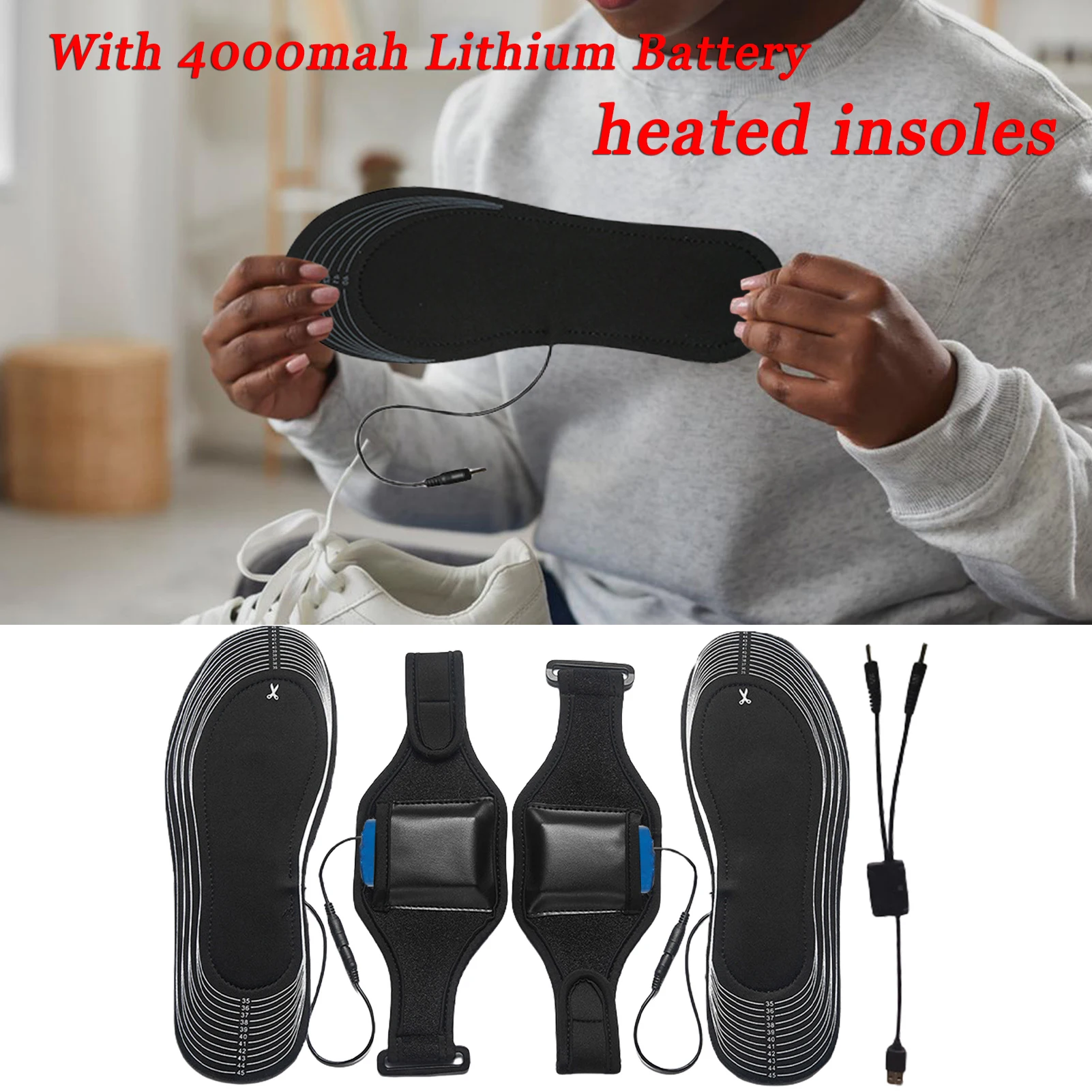 USB Heated Insoles Cuttable Thermal Shoe Inserts for Outdoor Sports Camping, 4000mah Rechargeable Battery Pouch Soft Mesh
USB Heated Insoles Cuttable Thermal Shoe Inserts for Outdoor Sports Camping, 4000mah Rechargeable Battery Pouch Soft Mesh