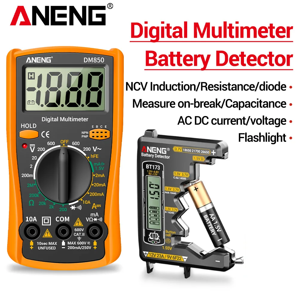 Professional Digital Multimeter Battery Tester kit ANENG 1999 Counts Auto AC/DC Votage Tester Ohm Current Ammeter Detector Tools
Professional Digital Multimeter Battery Tester kit ANENG 1999 Counts Auto AC/DC Votage Tester Ohm Current Ammeter Detector Tools