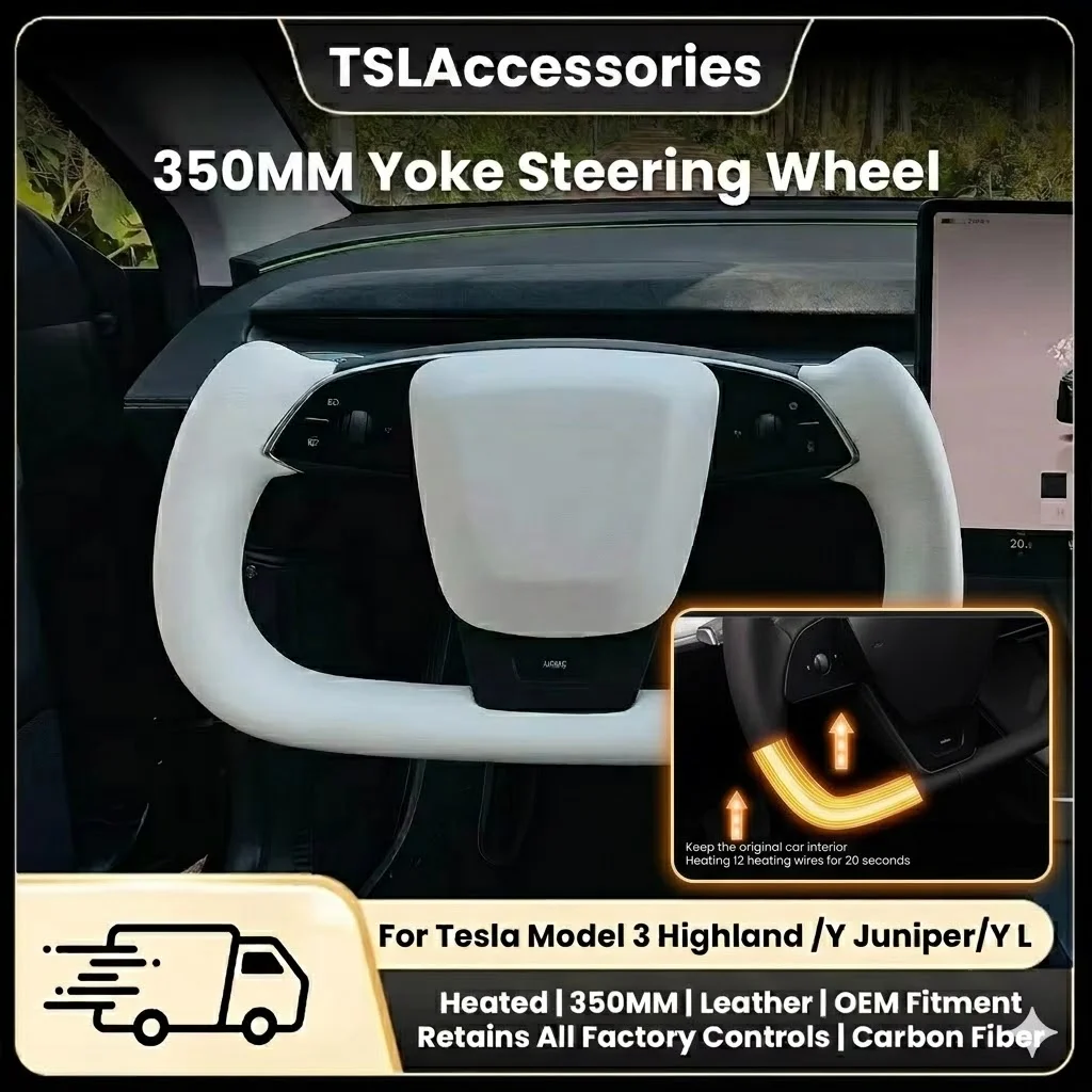 Personalized Sports Steering Wheel for Tesla Model 3 Highland/Y L/Y Juniper Premium Leather Carbon Fiber Heated Yoke Handle
Personalized Sports Steering Wheel for Tesla Model 3 Highland/Y L/Y Juniper Premium Leather Carbon Fiber Heated Yoke Handle