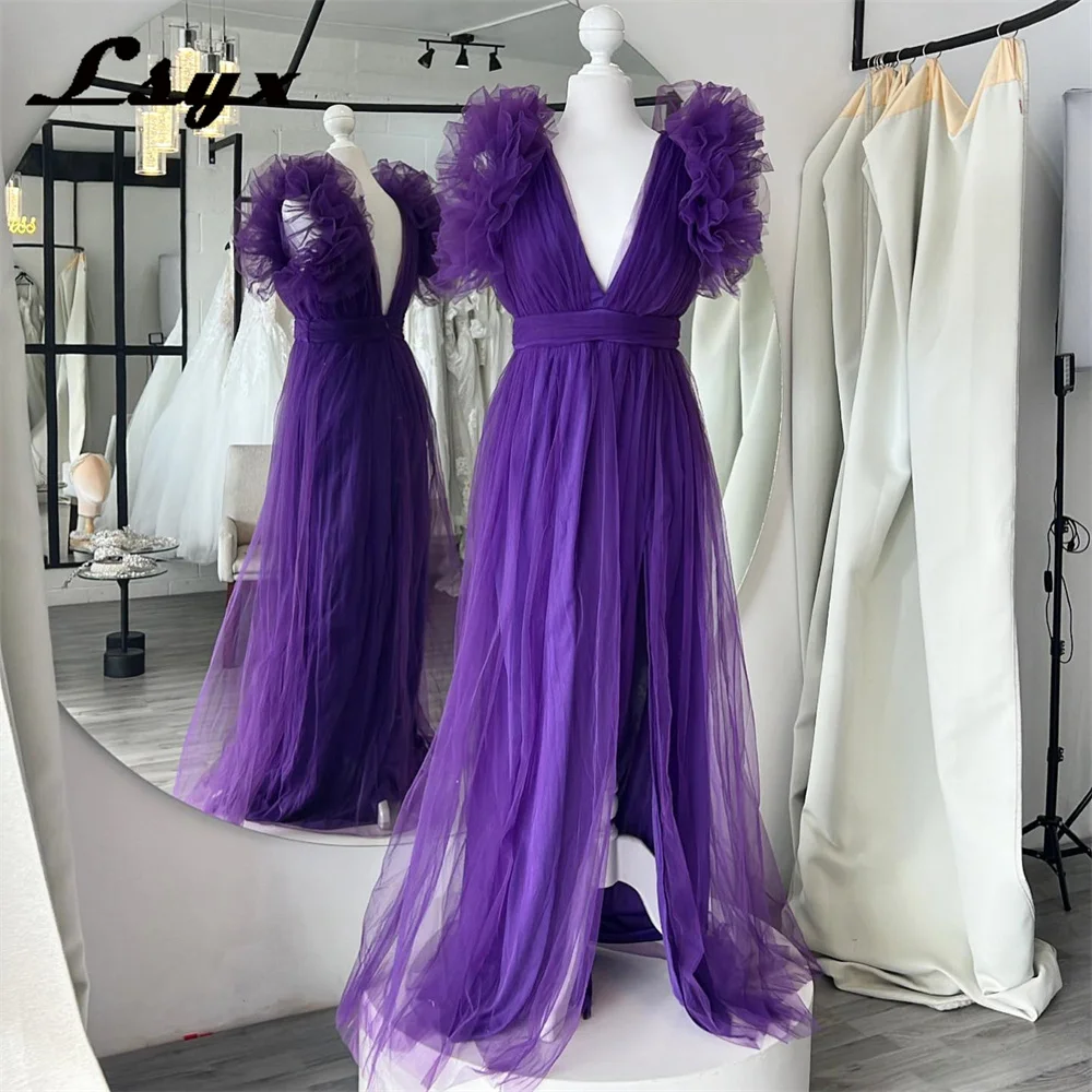 LSYX V Neck Tulle Slit A Line Evening Dresses For Women Backless Ruched Sleeveless Special Formal Party Prom Gowns Floor Length
LSYX V Neck Tulle Slit A Line Evening Dresses For Women Backless Ruched Sleeveless Special Formal Party Prom Gowns Floor Length