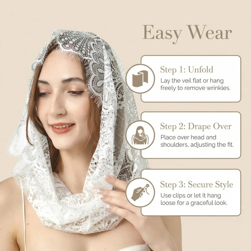 Elegant Black Lace Veil Catholic Spanish Style Bride Mantilla Head Cover Latin Mass Head Covering Wedding
Elegant Black Lace Veil Catholic Spanish Style Bride Mantilla Head Cover Latin Mass Head Covering Wedding