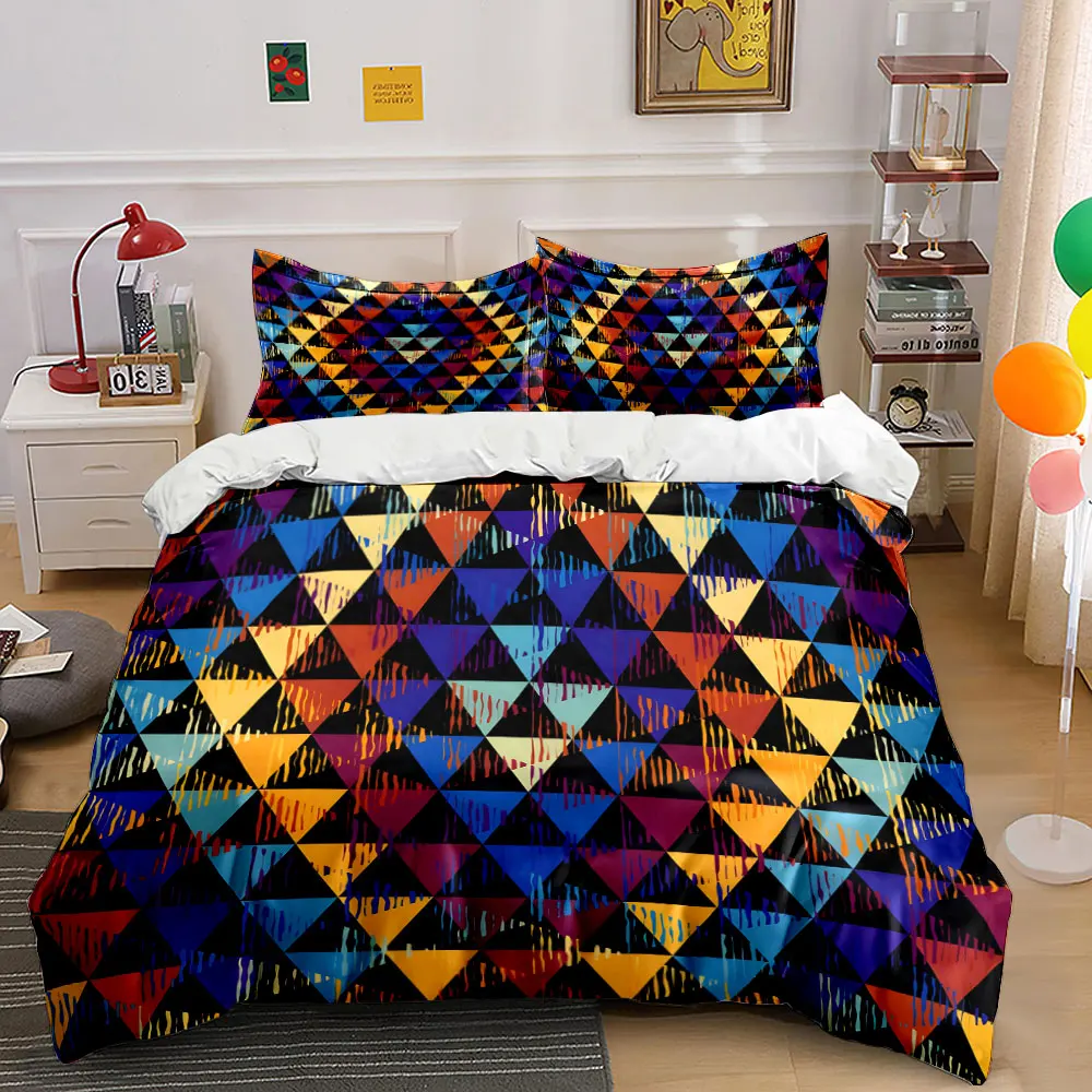 Colorful geometric triangle pattern Print Soft Comfortable Duvet Cover Bedding Set Included 1*Duvet Cover 2*Pillowcases
Colorful geometric triangle pattern Print Soft Comfortable Duvet Cover Bedding Set Included 1*Duvet Cover 2*Pillowcases