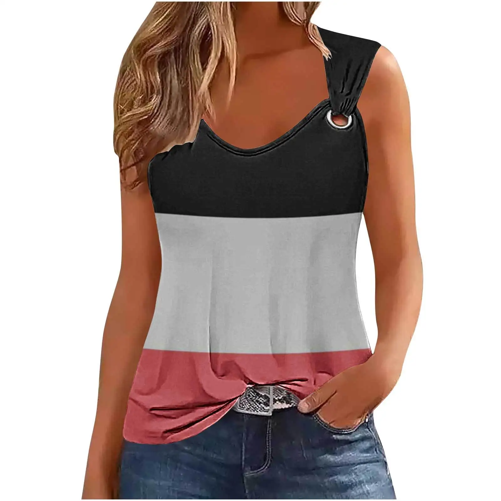Casual Striped Print T Shirts For Women 2024 Women's Fashion Sleeveless Hollow Out T-shirt Tank Tops Summer 3D Tshirt Ladies
Casual Striped Print T Shirts For Women 2024 Women's Fashion Sleeveless Hollow Out T-shirt Tank Tops Summer 3D Tshirt Ladies