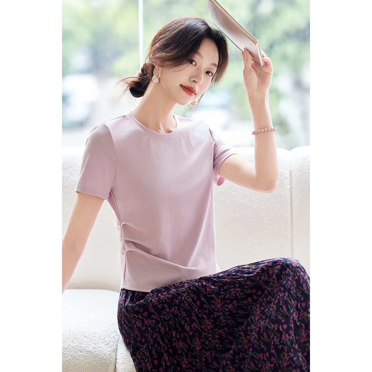 SENTUBILA Slim Fit Cotton T-shirt for Women Solid Color O Neck Irregular Folds Waist Short Sleeve 2026 Summer Tops 152TG1609
SENTUBILA Slim Fit Cotton T-shirt for Women Solid Color O Neck Irregular Folds Waist Short Sleeve 2026 Summer Tops 152TG1609