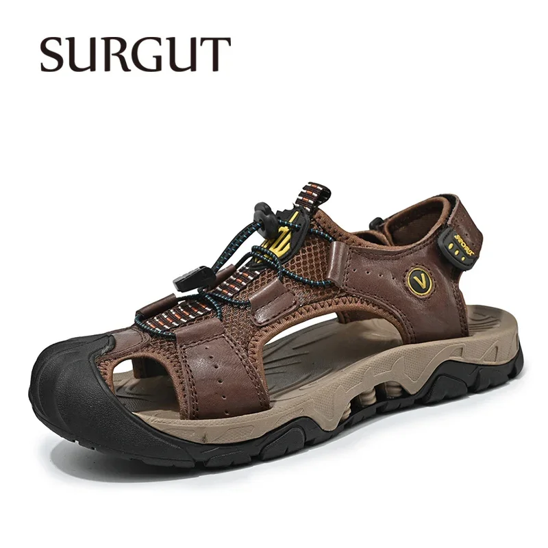 SURGUT Men's Sandals Mesh Summer Cowhide Leather Hollow Outdoor Soft Comfortable Fashion Beach Sandals Shoes For Men
SURGUT Men's Sandals Mesh Summer Cowhide Leather Hollow Outdoor Soft Comfortable Fashion Beach Sandals Shoes For Men