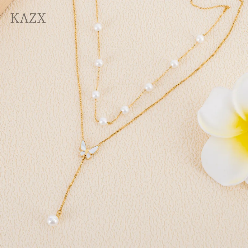 Anti Fade Two Tier Pearl Butterfly Necklace Minimalist Stackable Layered Chain Ladies Summer Vacation Jewelry Necklace
Anti Fade Two Tier Pearl Butterfly Necklace Minimalist Stackable Layered Chain Ladies Summer Vacation Jewelry Necklace