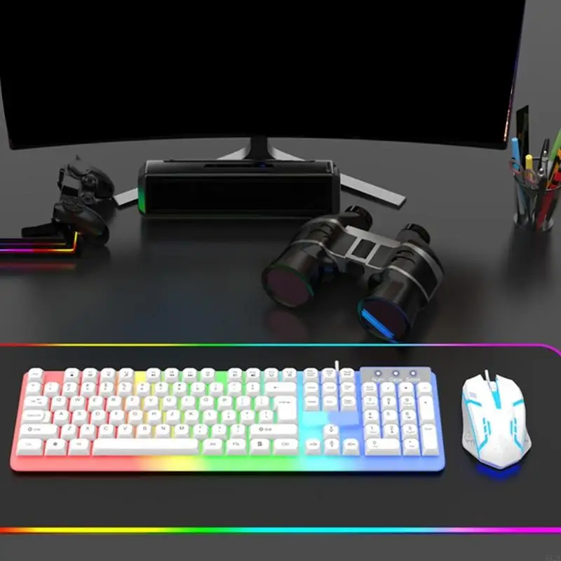 462E 104 Keys USB Corded Keyboard LED Gaming Keyboard Mechanical Sensation Membrane Keyboard For Gaming Laptop Computer
462E 104 Keys USB Corded Keyboard LED Gaming Keyboard Mechanical Sensation Membrane Keyboard For Gaming Laptop Computer