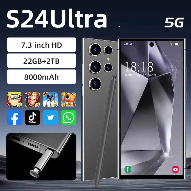 Global Version S24 Ultra Smartphone 5G 7.3 Inch 22GB+2TB Android14 Phone 108MP Cam 8000mAh Battery CellPhone 10 Core Super Phone
Global Version S24 Ultra Smartphone 5G 7.3 Inch 22GB+2TB Android14 Phone 108MP Cam 8000mAh Battery CellPhone 10 Core Super Phone