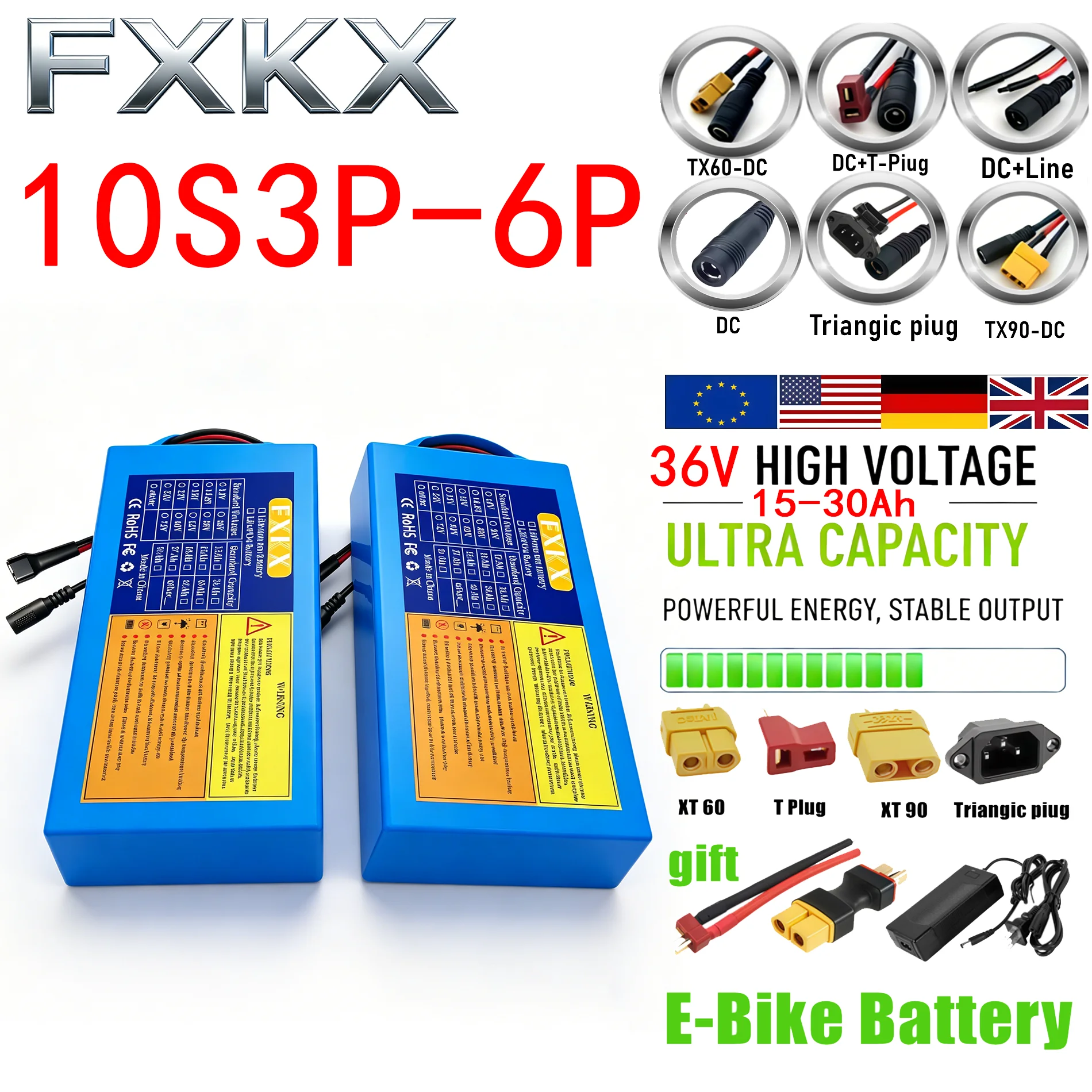 brand new 36V 10Ah 30Ah 18650 10S4P 10S6P Lithium battery With BMS 500-1000W For 36V E-Scooter Li-ion Battery Pack
brand new 36V 10Ah 30Ah 18650 10S4P 10S6P Lithium battery With BMS 500-1000W For 36V E-Scooter Li-ion Battery Pack