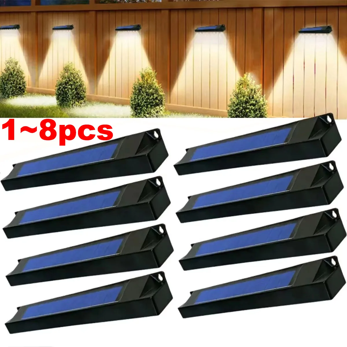 1/2/4/8Pcs 4/8LED Solar Outdoor Waterproof Wall Light Garden Decoration Solar Balcony Staircase Fence Home Atmosphere Lighting
1/2/4/8Pcs 4/8LED Solar Outdoor Waterproof Wall Light Garden Decoration Solar Balcony Staircase Fence Home Atmosphere Lighting