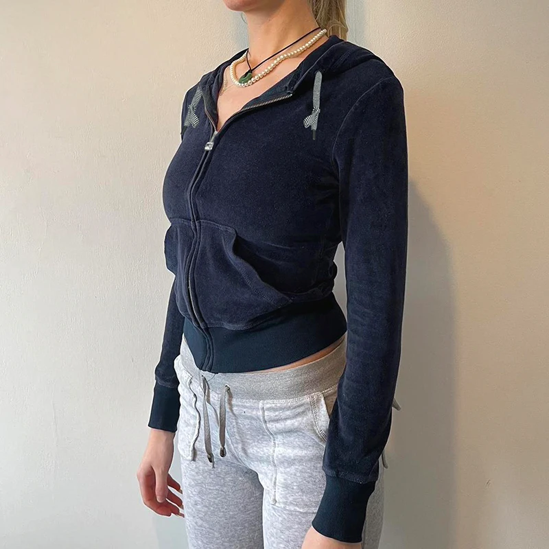 Vintage Slim Fit Cropped Jackets Tops Lady Velvet Zip Up Hoodies Solid Color Long Sleeve Sweatshirts Y2k Coats Women Streetwear
Vintage Slim Fit Cropped Jackets Tops Lady Velvet Zip Up Hoodies Solid Color Long Sleeve Sweatshirts Y2k Coats Women Streetwear