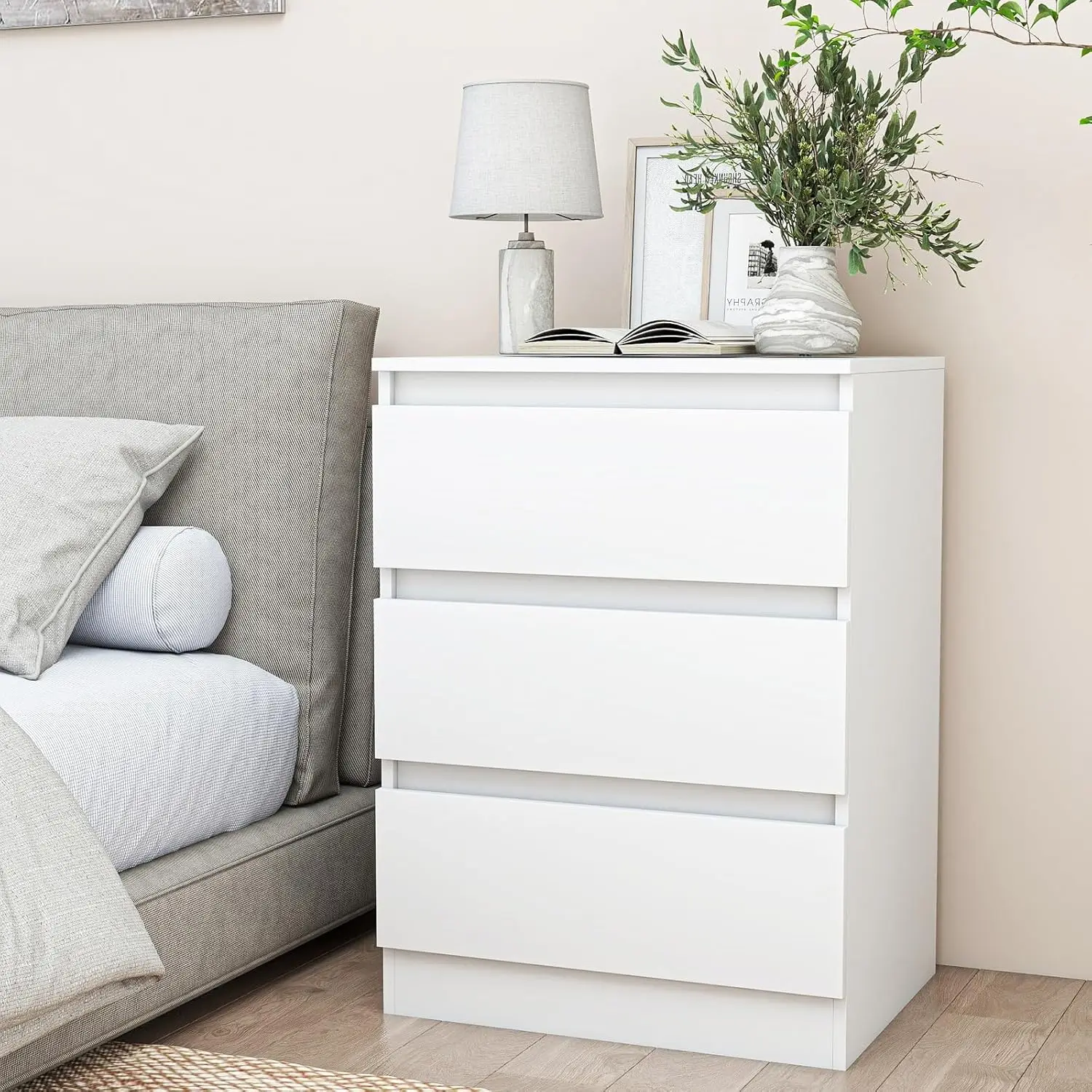 White Nightstand with 3 Drawers,Modern Tall Bedside Table with Storage for Bedroom,End Side Table with No-Handle, Customized
White Nightstand with 3 Drawers,Modern Tall Bedside Table with Storage for Bedroom,End Side Table with No-Handle, Customized