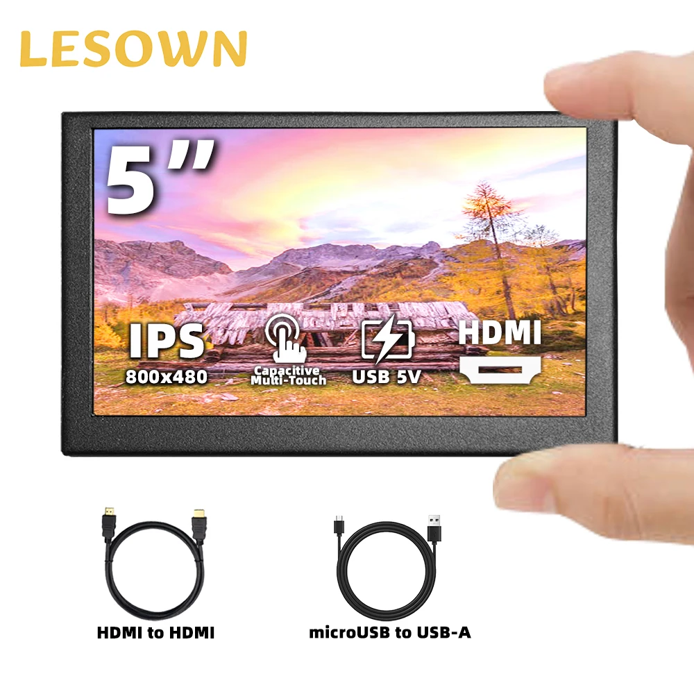 LESOWN Маленький 5-дюймовый дисплей 800x480 IPS ЖК-дисплей с расширенным экраном Вторичный ручной монитор Дисплей Raspberry Pi для ПК, ноутбука, телефона
LESOWN Маленький 5-дюймовый дисплей 800x480 IPS ЖК-дисплей с расширенным экраном Вторичный ручной монитор Дисплей Raspberry Pi для ПК, ноутбука, телефона