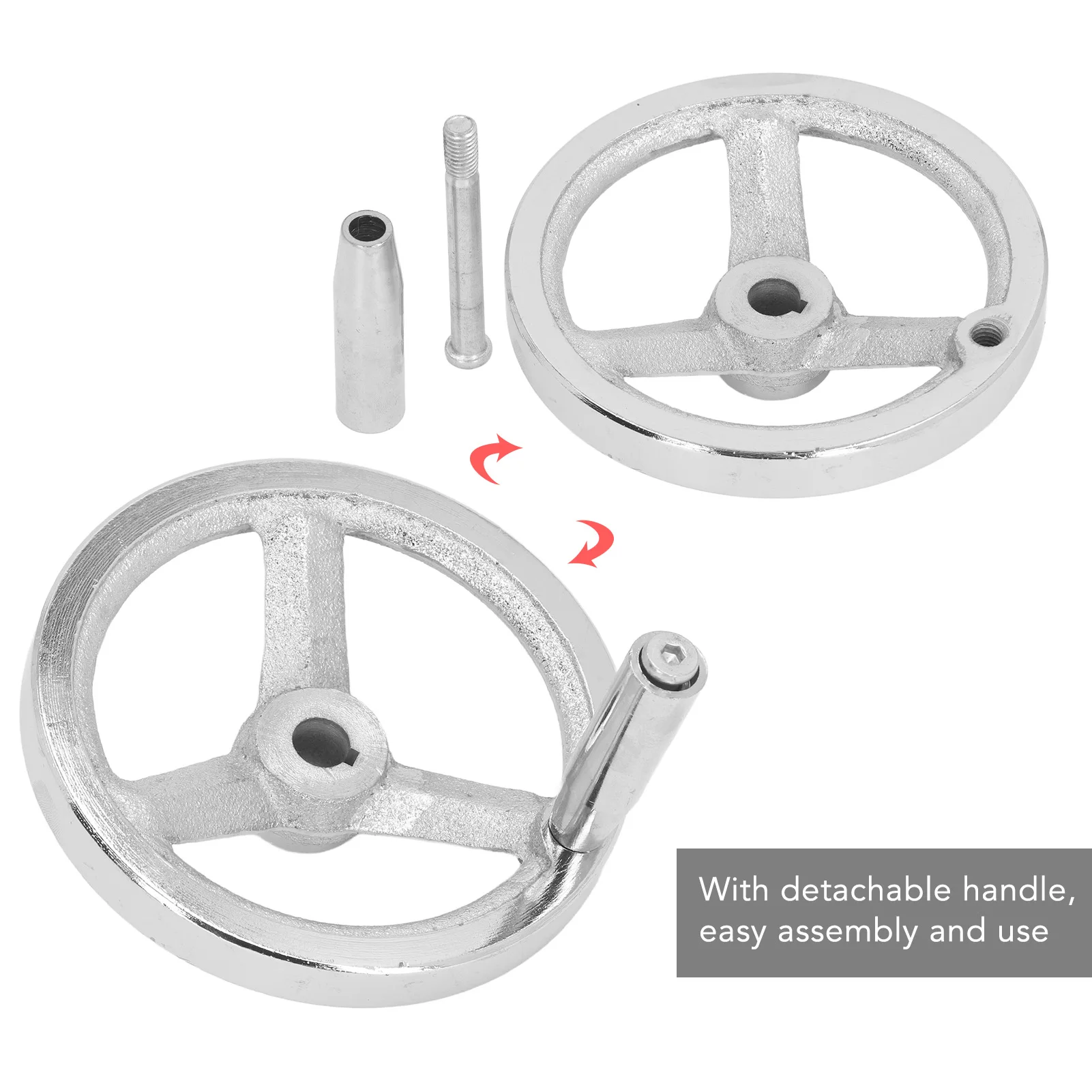 3 Spoke Hand Wheel with Revolving Handle Cast Iron Round Handwheel for Lathe Milling Grinding Machine 12x125MM Lathe Hand Wheel
3 Spoke Hand Wheel with Revolving Handle Cast Iron Round Handwheel for Lathe Milling Grinding Machine 12x125MM Lathe Hand Wheel