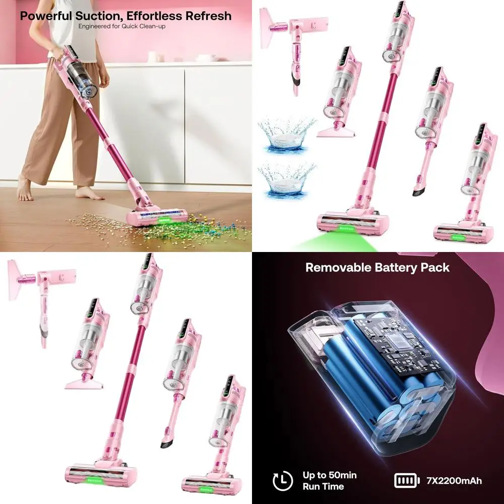 Легкий беспроводной пылесос с 50-минутным временем работы, идеально подходит для твердых полов, ковров, шерсти домашних животных, розовый цвет
Легкий беспроводной пылесос с 50-минутным временем работы, идеально подходит для твердых полов, ковров, шерсти домашних животных, розовый цвет