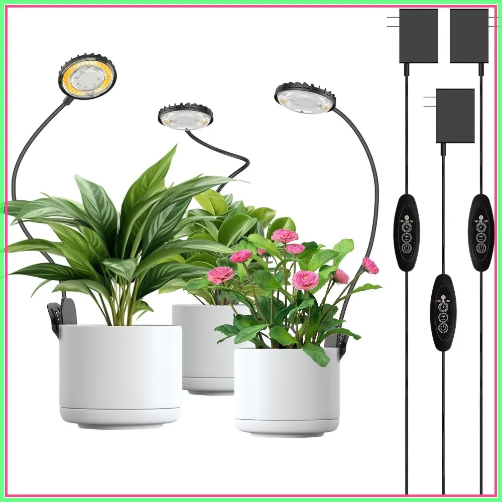 Clip on Grow Light for Indoor Plants, Full Spectrum LED Plant Lamp with Auto Timer, 12W 4000K, 4 Levels Dimmable, 3 Pack
Clip on Grow Light for Indoor Plants, Full Spectrum LED Plant Lamp with Auto Timer, 12W 4000K, 4 Levels Dimmable, 3 Pack