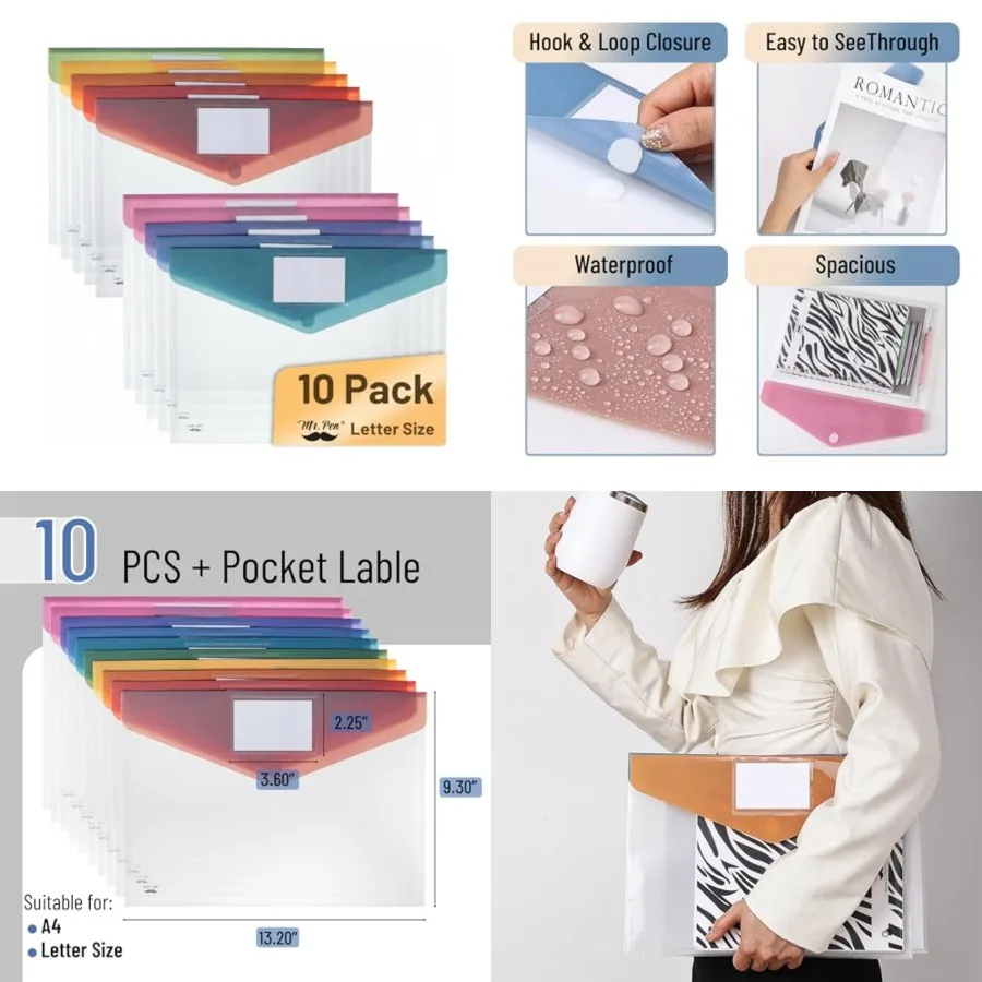 Clear Plastic Envelopes File Folders,,A4, Letter Size, Colorful Flaps, Clear Folders for Documents Plastic Poly Envelopes with
Clear Plastic Envelopes File Folders,,A4, Letter Size, Colorful Flaps, Clear Folders for Documents Plastic Poly Envelopes with
